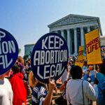 Roe v. Wade protesters crowd in front of the supreme court in Washington DC